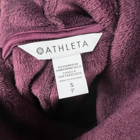 Athleta Plum Purple Cozy Karma Funnel Neck Sweatshirt Small Fleece Lined - Picture 11 of 16